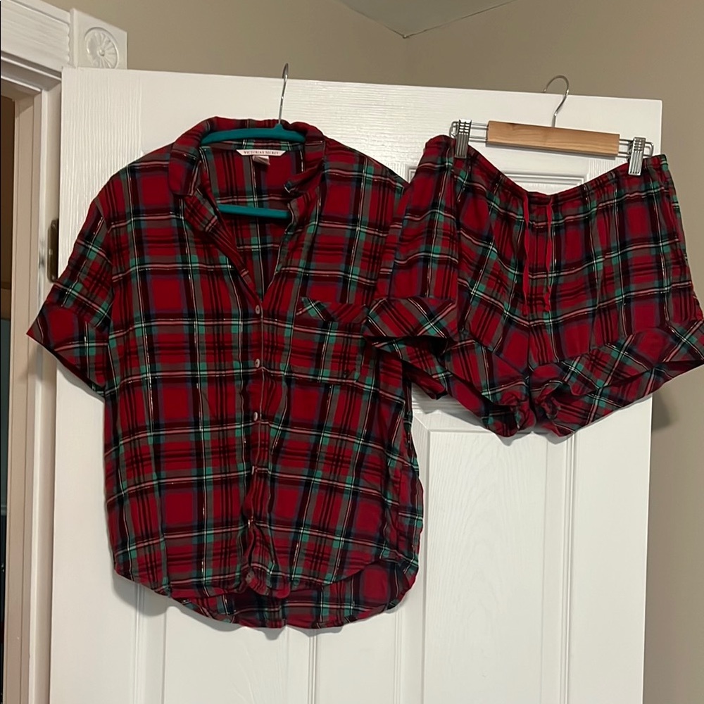 Victoria's Secret Red and Green Plaid pj set